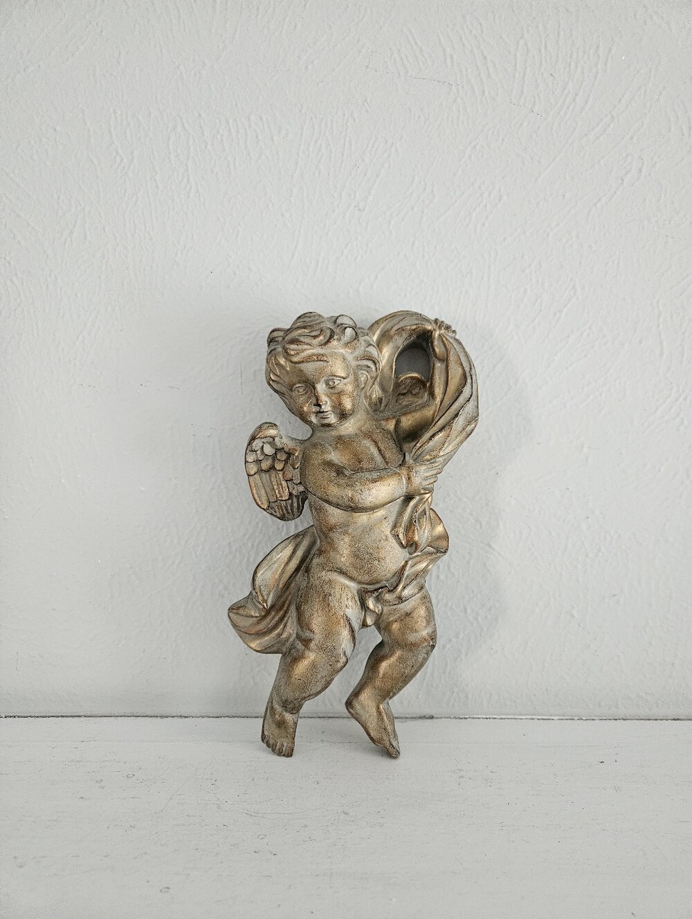 Vintage HOMCO Home Interiors Gold Toned Cherub Wall Art Plaque- #1120